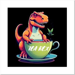 Funny Dinosaur Tea Rex Pun Posters and Art